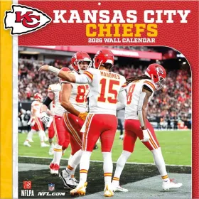 Kansas City Chiefs 12" x 12" 2026 vægkalender forside