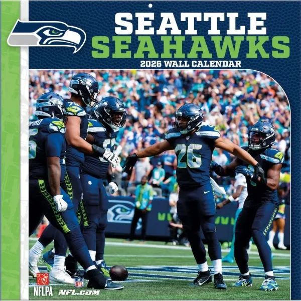 Calendario da parete 2026 Seattle Seahawks 12" x 12" fronte