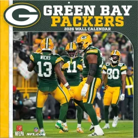 Green Bay Packers 12" x 12" 2026 Calendario de Pared Delantero