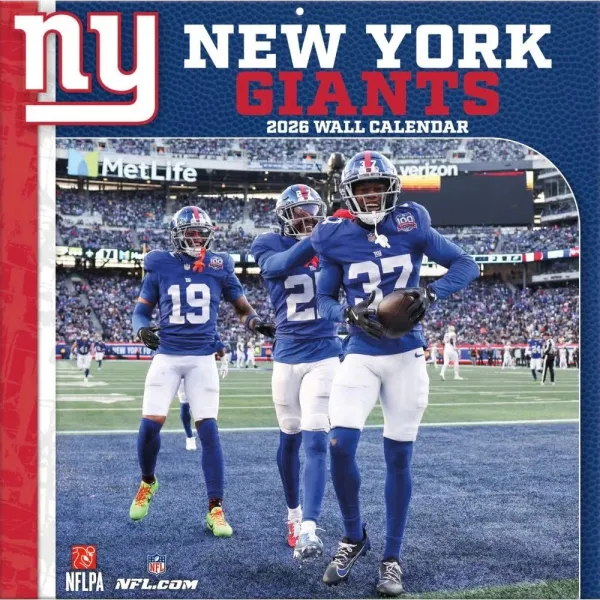 New York Giants 12" x 12" 2026 Calendario de Pared Delantero