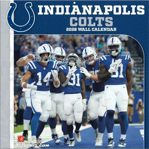 Calendario da parete 2026 degli Indianapolis Colts, 12" x 12", fronte