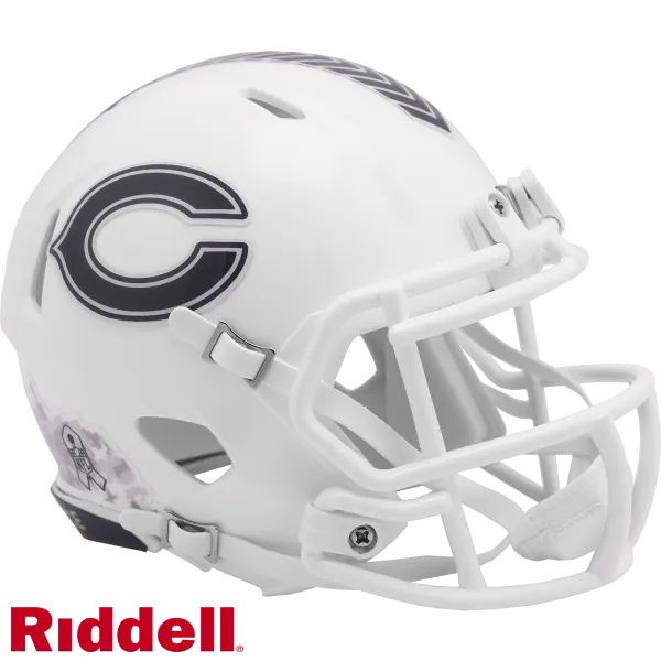 White Salute to Service Speed Mini Helmets 2024 Chicago Bears