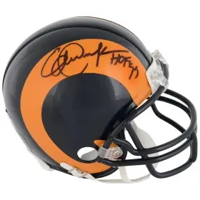 Eric Dickerson Los Angeles Rams Throwback Signierter Riddell Minihelm mit "HOF 99" Widmung