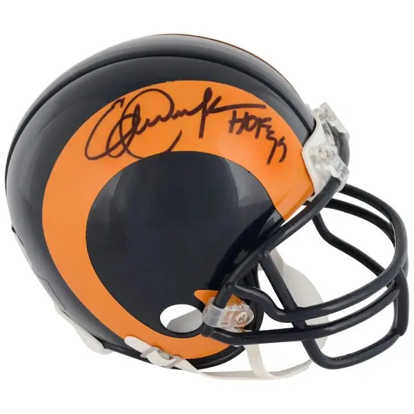 Casco Riddell Mini Autografato Eric Dickerson Los Angeles Rams con Iscrizione "HOF 99"