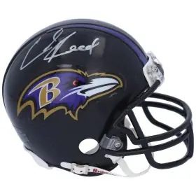 Ed Reed Baltimore Ravens Signierter Riddell Super Bowl XLVII Kombi-Logo Minihelm