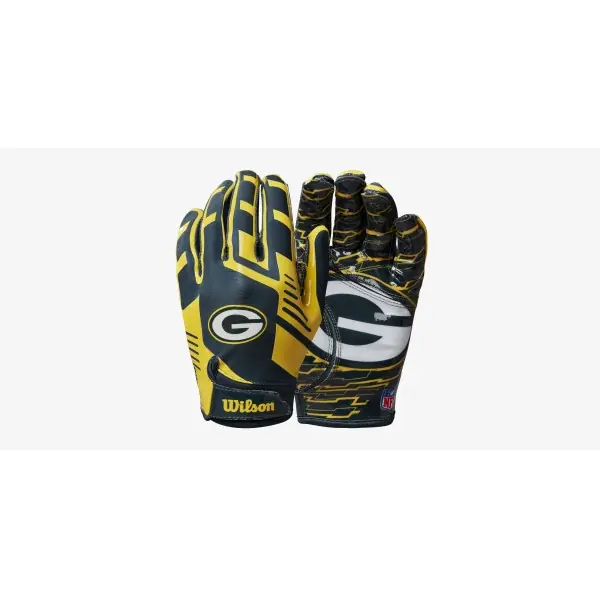Wilson NFL Stretch Fit Jugend-Empfängerhandschuhe - Green Bay Packers