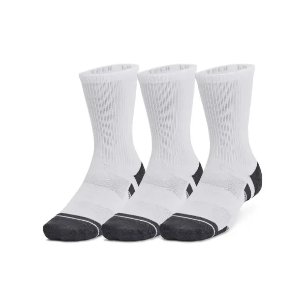 Calcetines de rendimiento técnico Under Armour Crew 3 pares blancos