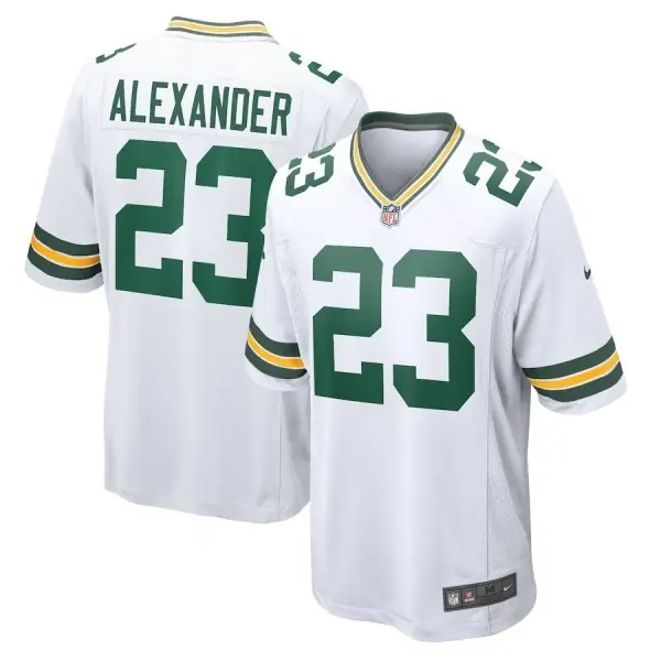 Maglia da trasferta dei Green Bay Packers Nike - Jaire Alexander fronte e retro