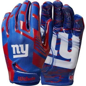 Guantes de receptor adulto Wilson NFL Stretch Fit de los New York Giants