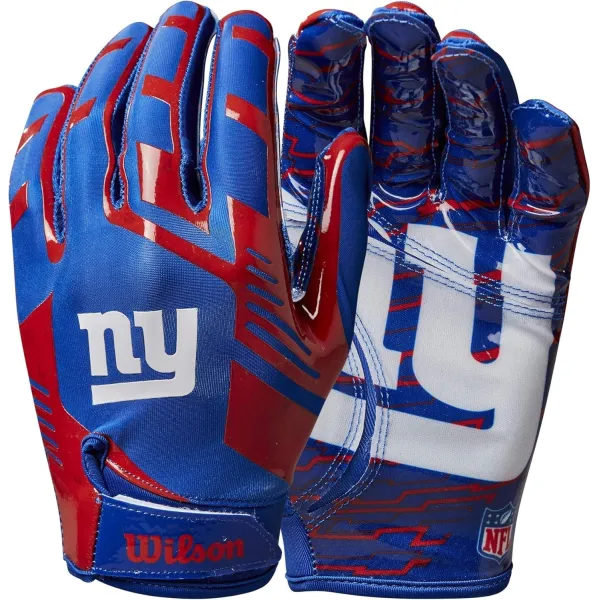 Guantes de receptor adulto Wilson NFL Stretch Fit de los New York Giants